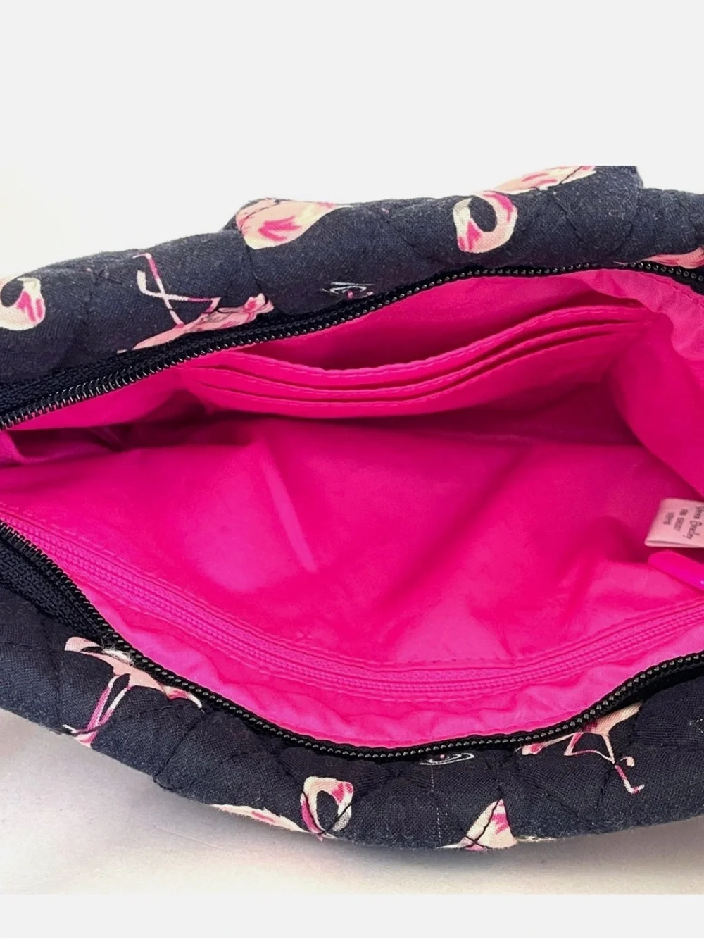 Vera Bradley Flamingo Fiesta Quilted Crossbody in Navy with Pink Flamingo Print